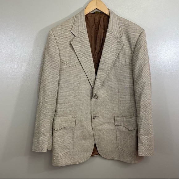 Vintage Levi’s Western Blazer Jacket 1970 Men’s 42R Houndstooth Sport Coat tweed - Picture 1 of 10
